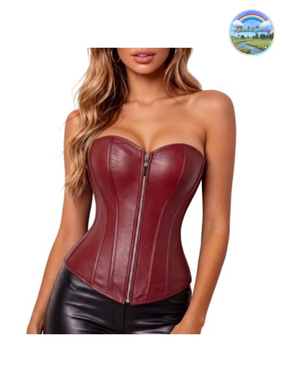 Faux Leather Corset Top Gothic Overbust Steampunk Corset for Cosplay